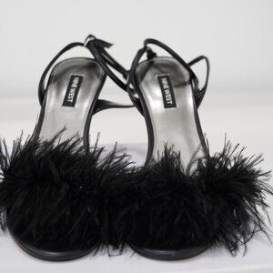 Glamorous Nine West Black Faux Feather High Heel Pumps